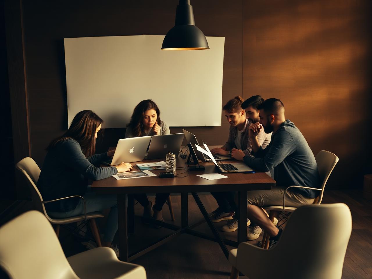 A small team working together around a table