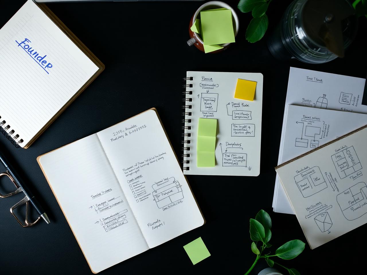 Founder tools — notebooks, frameworks, and sketches
